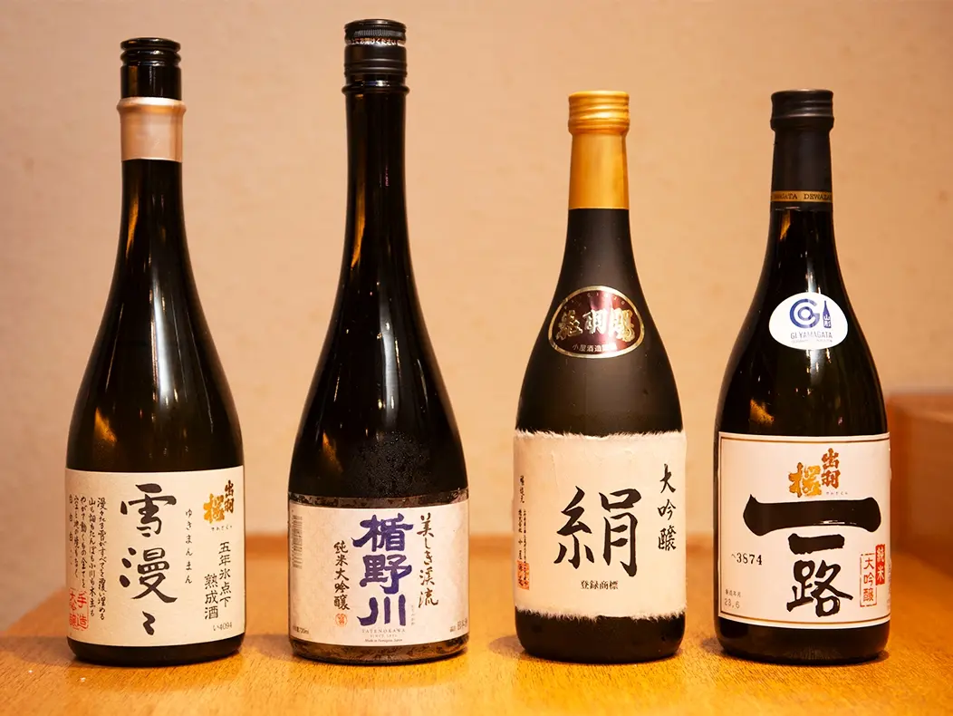 A wide selection of Yamagata local sake and shochu